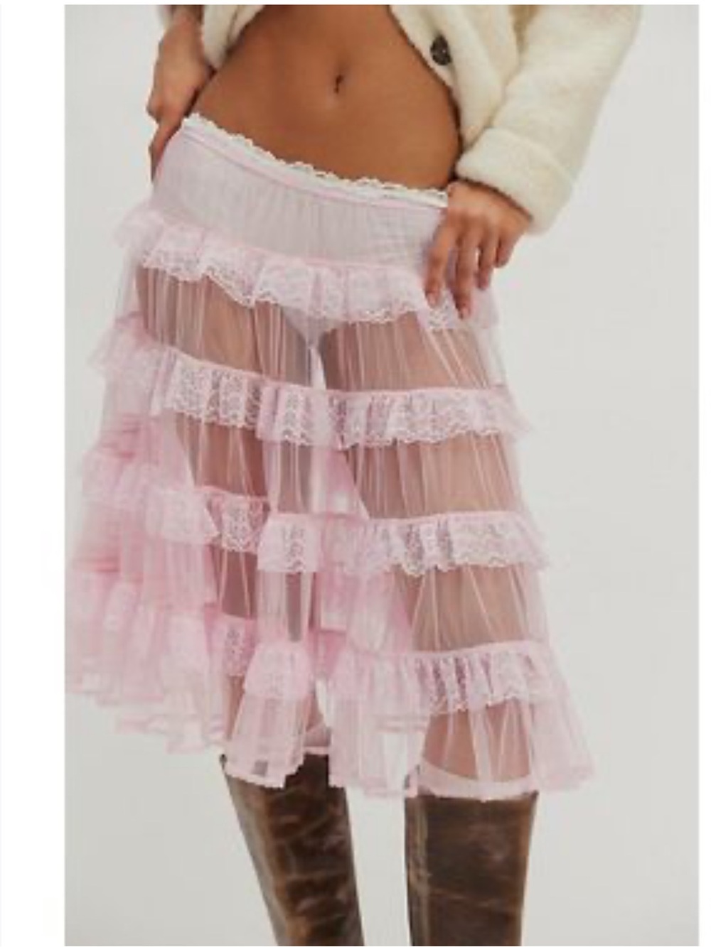 Free People Roselle Eyelet Mini Skirt in pink size small NWT